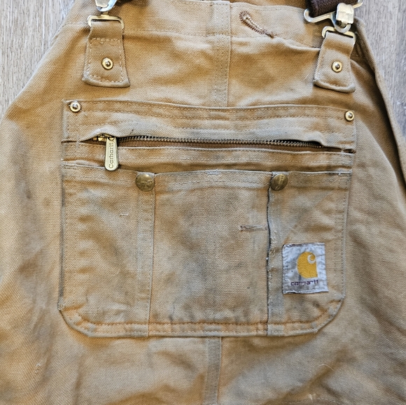 Carhartt Bibs khacki overalls brown work wear insulated - Picture 10 of 16